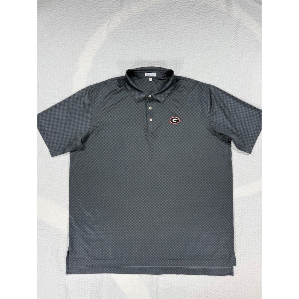 Peter Millar Polo Shirt Mens 2XL Black Geometric UGA Georgia Bulldogs Golf